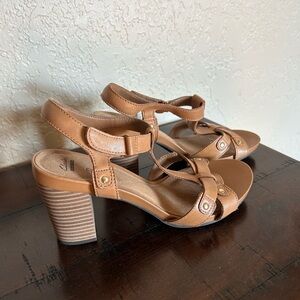 Clarks Brown Strappy Heeled Sandals